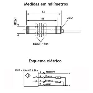 medidas-desenho-mecanico-sensor-indutivo-m12-faceado-24v-pnp-1na-1nf-4fios-esquema-ligacao-eletrica