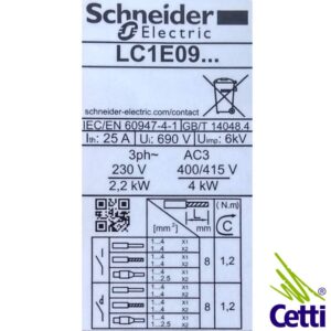 contator-schneider-tripolar-9a-lc1e0910m7