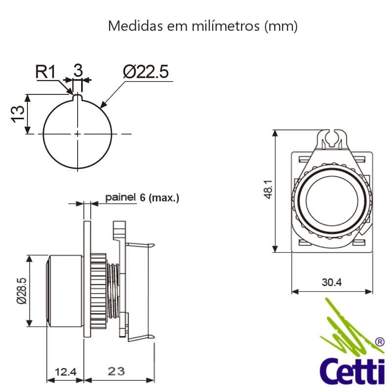 medidas-botao-preto-autonics-s2pr-p1k medidas-botao-preto-autonics-s2pr-p1k