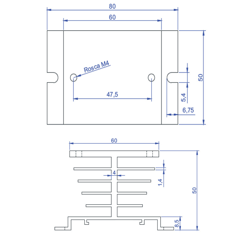 desenho-tecnico-dissipador-calor-aluminio-rele-solido-i50-25a desenho-tecnico-dissipador-calor-aluminio-rele-solido-i50-25a