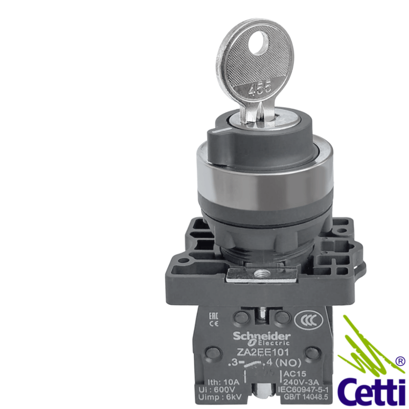 Chave Seletora 2 Posições Fixas 2NA com Chave Yale Schneider XA2EG43