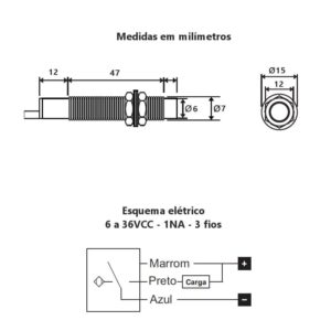 Cetti Materiais Elétricos 52 esquema-eletrico-desenho-mecanico-medidas-montagem-sensor-indutivo-24vcc-npn-1na-m8-lm8-3002na