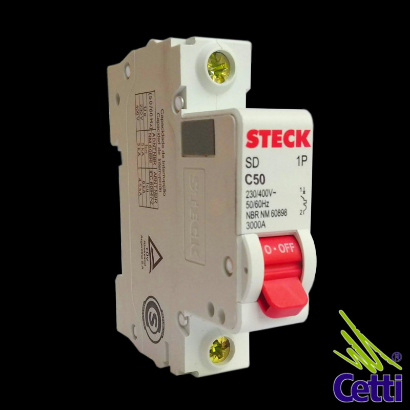 Disjuntor Steck Unipolar 50A SD C50 Disjuntor Steck Unipolar 50A SD C50