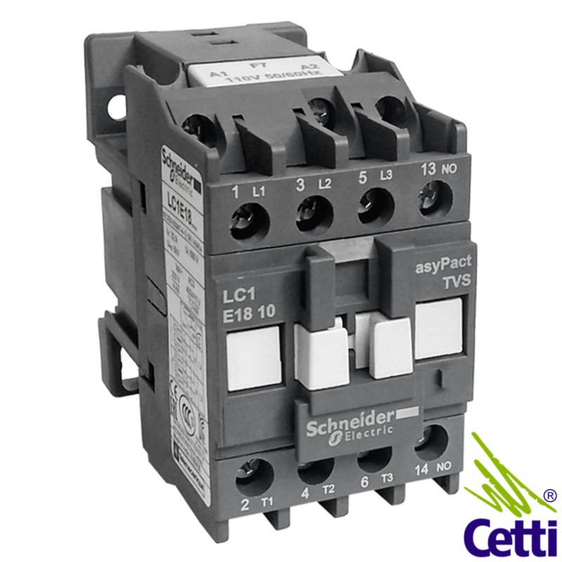 Contator Schneider 18A 110V Tripolar 1NA LC1E1810F7 Contator Schneider 18A 110V Tripolar 1NA LC1E1810F7