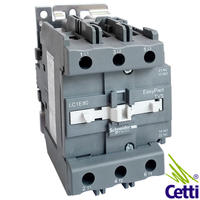 Contator Schneider 80A 220V Tripolar 1NA 1NF LC1E80M7 Contator Schneider 80A 220V Tripolar 1NA 1NF LC1E80M7