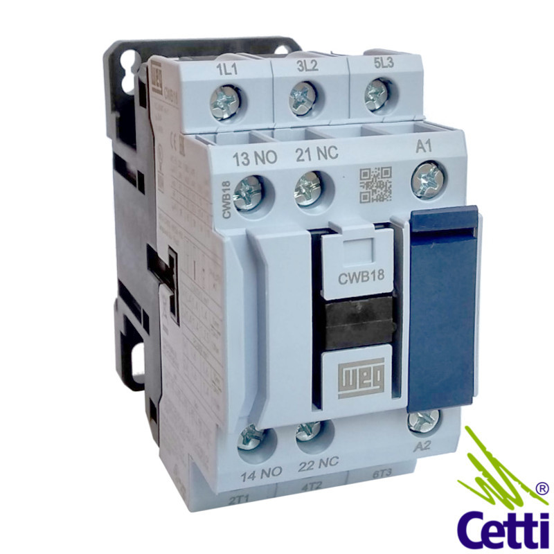 Contator WEG 220V 18A 1NA 1NF CWB18-11-30D23 Contator WEG 220V 18A 1NA 1NF CWB18-11-30D23