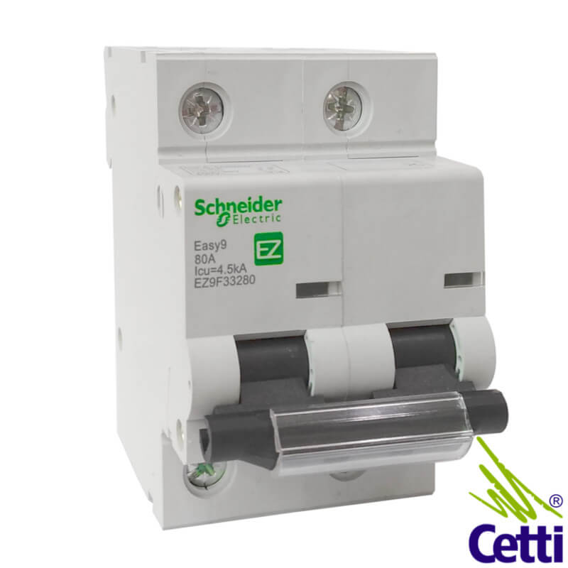 Disjuntor Bipolar Schneider 80A EZ9F33280 Disjuntor Bipolar Schneider 80A EZ9F33280