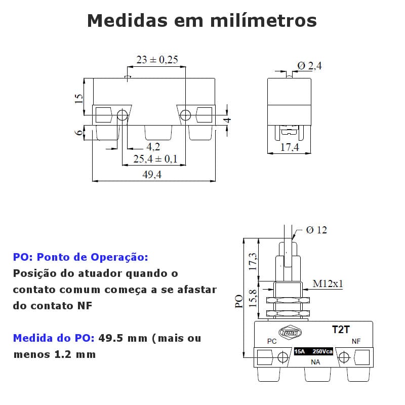 desenho-mecanico-medidas-micro-fim-de-curso-turk-t2t desenho-mecanico-medidas-micro-fim-de-curso-turk-t2t