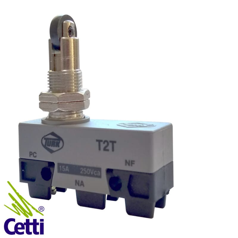Micro Chave com Roldana sobre Pistão 1NA 1NF 15A 250VCA T2T Turk Micro Chave com Roldana sobre Pistão 1NA 1NF 15A 250VCA T2T Turk