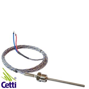 Sensor Termopar J 6x100mm Rosca 1/2” BSP e Cabo Malha Trançada 2 Metros
