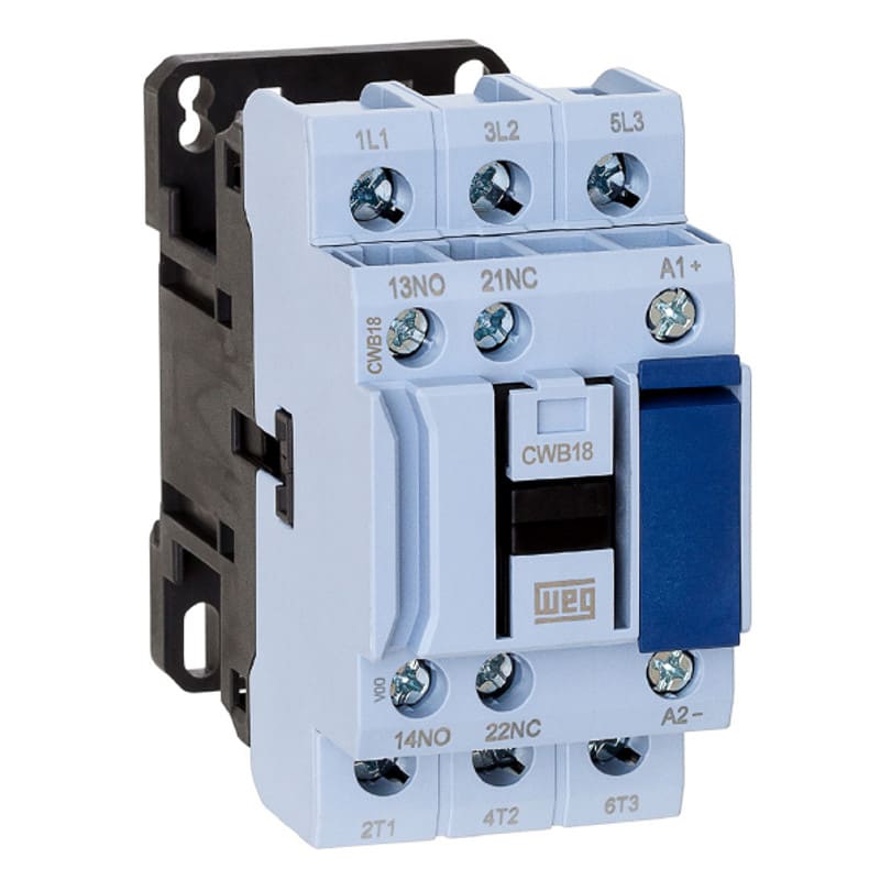 Contator WEG 18A 380V 1NA 1NF CWB18-11-30D33 Contator WEG 18A 380V 1NA 1NF CWB18-11-30D33