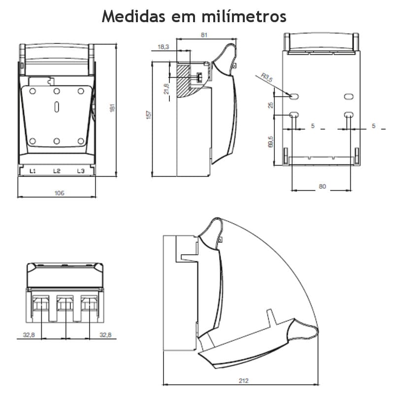 desenho-mecanico-seccionadora-weg-fsw1603-medidas-montagem desenho-mecanico-seccionadora-weg-fsw1603-medidas-montagem