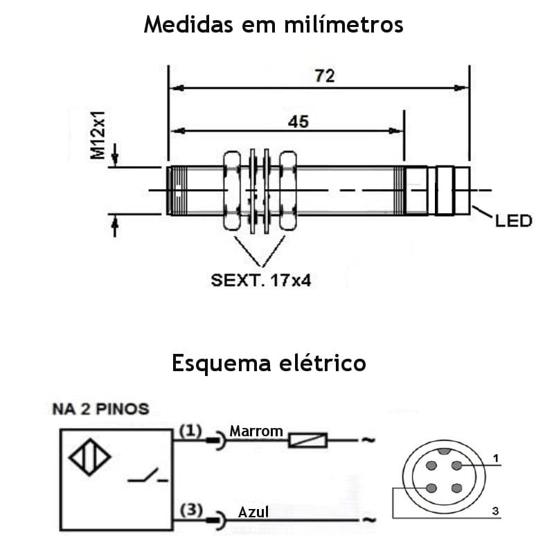 medidas-desenho-mecanico-sensor-indutivo-bhs-m12-faceado-220v-2fios-1na-esquema-ligacao-eletrica medidas-desenho-mecanico-sensor-indutivo-bhs-m12-faceado-220v-2fios-1na-esquema-ligacao-eletrica