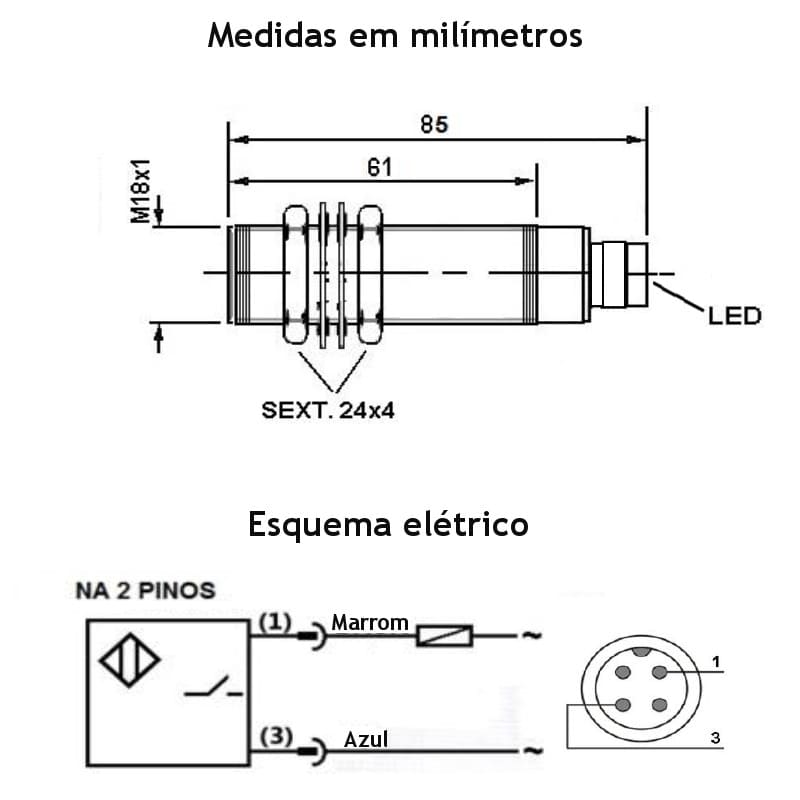 medidas-desenho-mecanico-sensor-indutivo-bhs-m18-faceado-220v-2fios-1na-esquema-ligacao-eletrica medidas-desenho-mecanico-sensor-indutivo-bhs-m18-faceado-220v-2fios-1na-esquema-ligacao-eletrica