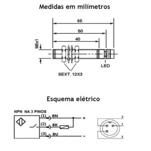 medidas-desenho-mecanico-sensor-indutivo-bhs-m8-faceado-24v-1na-esquema-ligacao-eletrica