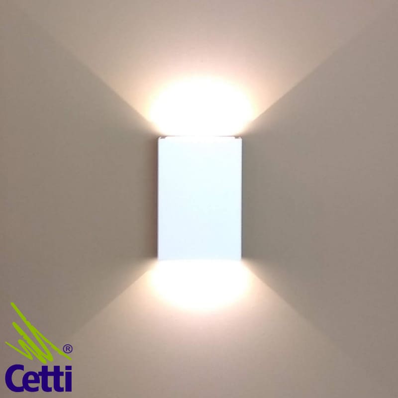 Arandela Facho Duplo LED 4W Luz Amarela Quadrada Branca Double Opus HM36618