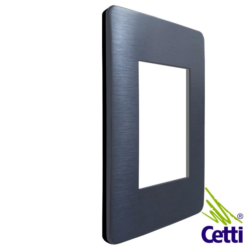 Placa 4x2 Schneider Orion 3 Módulos Alumínio Escovado Galaxy Black S733103769