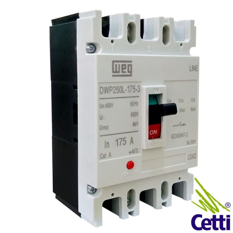 Disjuntor Caixa Moldada WEG 175A Tripolar DWP250L-175-3 Disjuntor Caixa Moldada WEG 175A Tripolar DWP250L-175-3