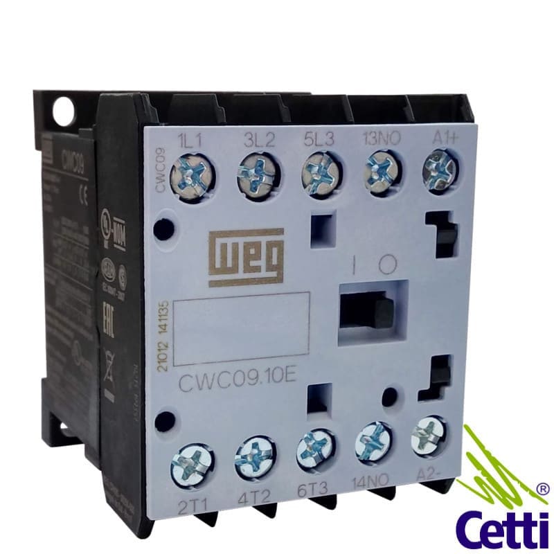 Mini Contator WEG 24VCA 9A Tripolar e 1 Contato Auxiliar NA CWC09-10-30V04 WEG Mini Contator WEG 24VCA 9A Tripolar e 1 Contato Auxiliar NA CWC09-10-30V04 WEG