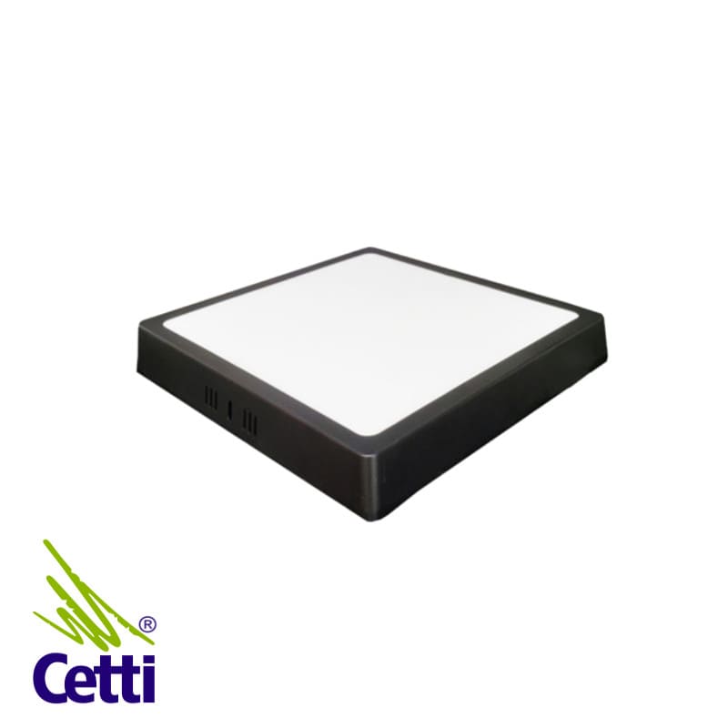 Luminária LED de Sobrepor 18W Quadrada Preta Luz Branca Intensa
