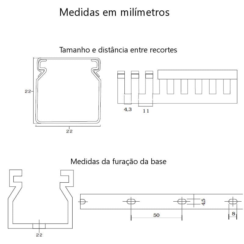 medida-desenho-mecanico-recortes-e-furacao-canaleta-22x22-dutoplast-105-070 medida-desenho-mecanico-recortes-e-furacao-canaleta-22x22-dutoplast-105-070