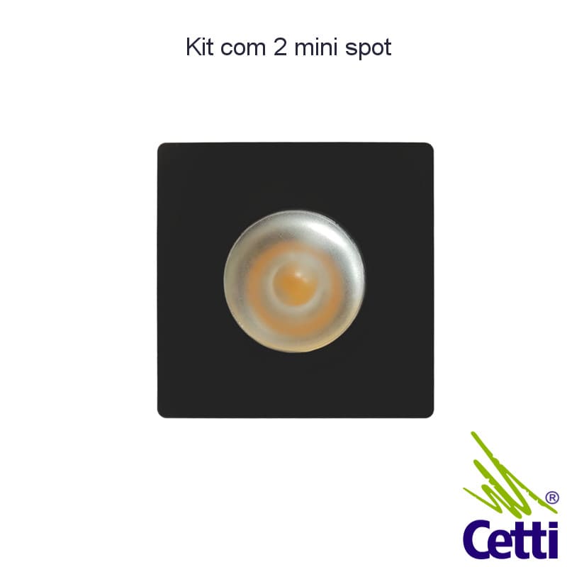 Dois Mini Spots LED 1W Preto Quadrado de Embutir Luz 3000K Opus ECO34409 Dois Mini Spots LED 1W Preto Quadrado de Embutir Luz 3000K Opus ECO34409