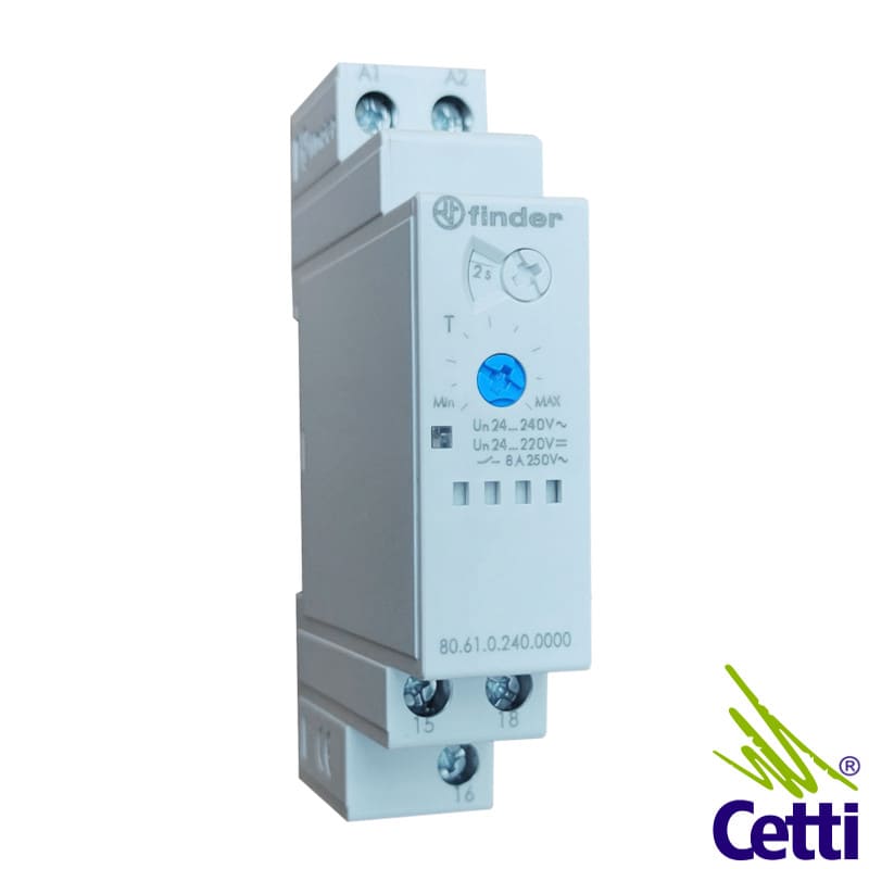 Relé Temporizador de 0,05 a 3 Minutos 24 a 240VCC CA Finder 80.61.0.240.0000 Relé Temporizador de 0,05 a 3 Minutos 24 a 240VCC CA Finder 80.61.0.240.0000