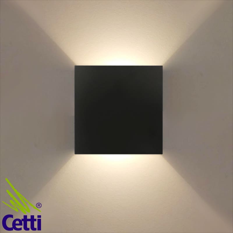 Arandela de Parede Externa LED Quadrada Preta Fachos Reguláveis Opus HM38117 Astral