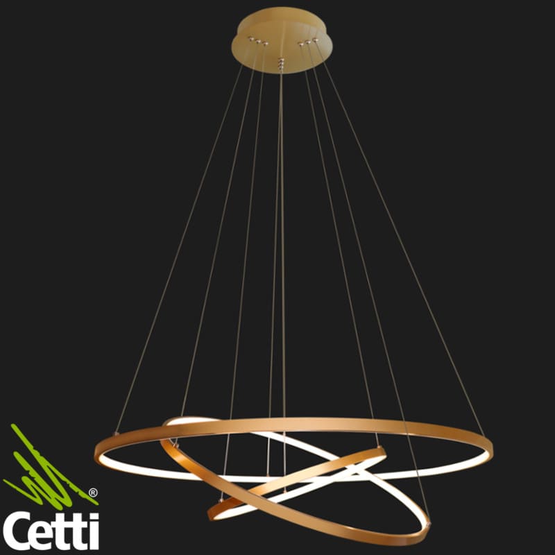 Lustre Pendente Anéis LED Dourado Moderno 90W Luz Amarela Sindora DCD015002 Lustre Pendente Anéis LED Dourado Moderno 90W Luz Amarela Sindora DCD015002
