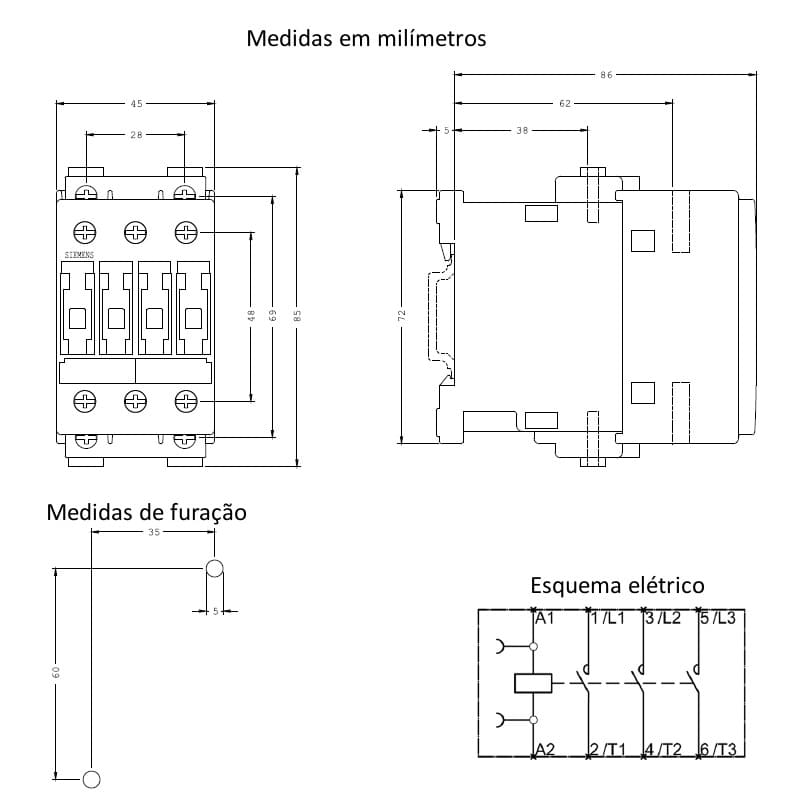 medidas-instalacao-desenho-mecanico-contator-siemens-sirius-3rt1023-1ag20-9a-110vca medidas-instalacao-desenho-mecanico-contator-siemens-sirius-3rt1023-1ag20-9a-110vca