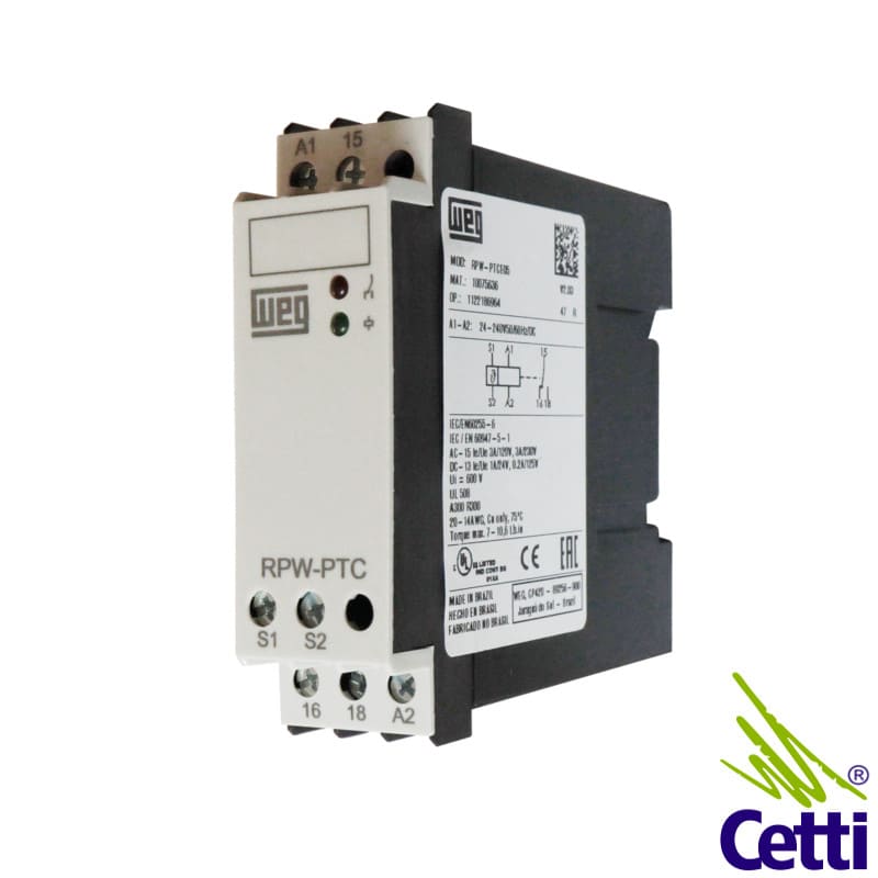 Relé de Monitoramento de Temperatura 24 a 240VCA-CC WEG RPW-PTCE05 Relé de Monitoramento de Temperatura 24 a 240VCA-CC WEG RPW-PTCE05