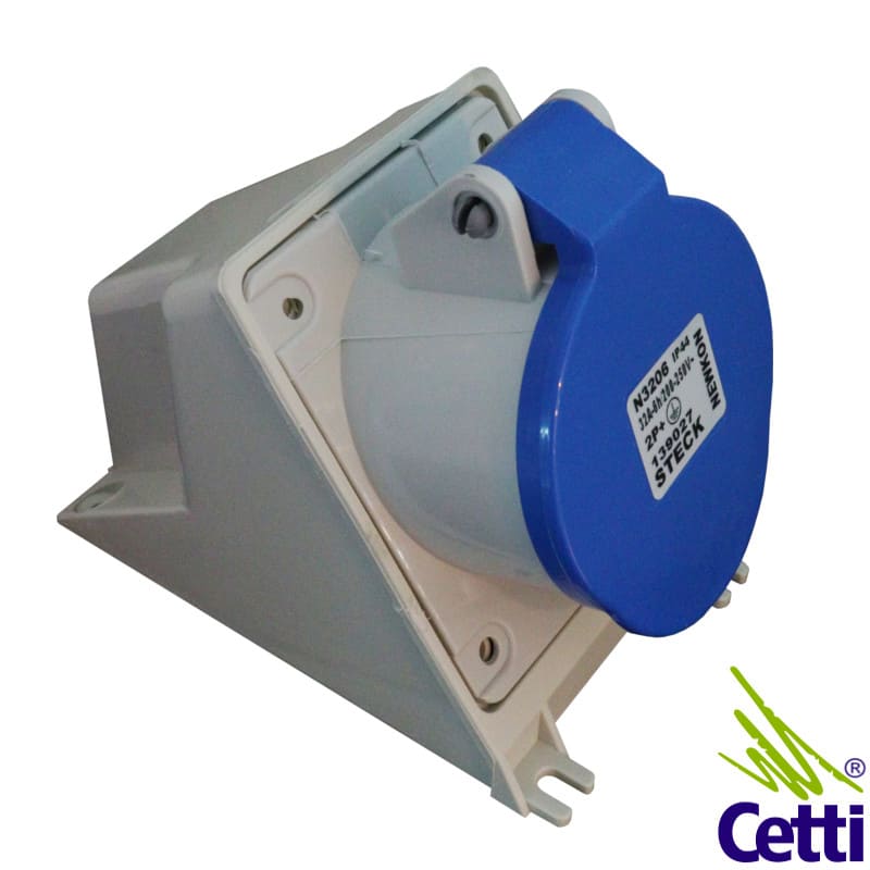 Tomada Industrial de Sobrepor 32A 2P+T 200-250V 6 Horas Azul Steck Newkon N3206 Tomada Industrial de Sobrepor 32A 2P+T 200-250V 6 Horas Azul Steck Newkon N3206