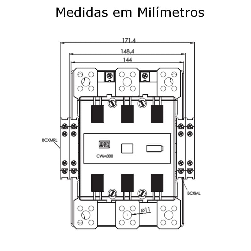 medidas-contator-250a-2na2nf-weg-cwm250-22-30v26 medidas-contator-250a-2na2nf-weg-cwm250-22-30v26