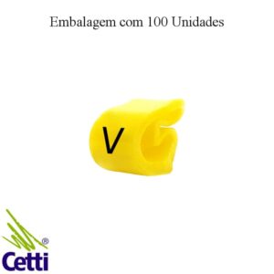 Identificador de Fio Elétrico Anilha Letra V de 0,3 a 1,5 mm²– Hellerman Tyton MHG1/3 – 100 Unidades