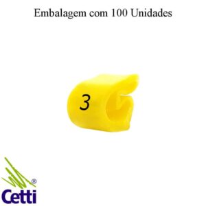 Identificador de Fio Elétrico Anilha Número 3 de 0,3 a 1,5 mm²– Hellerman Tyton MHG1/3 – 100 Unidades