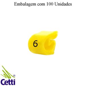 Identificador de Fio Elétrico Anilha Número 6 de 0,3 a 1,5 mm²– Hellerman Tyton MHG1/3 – 100 Unidades