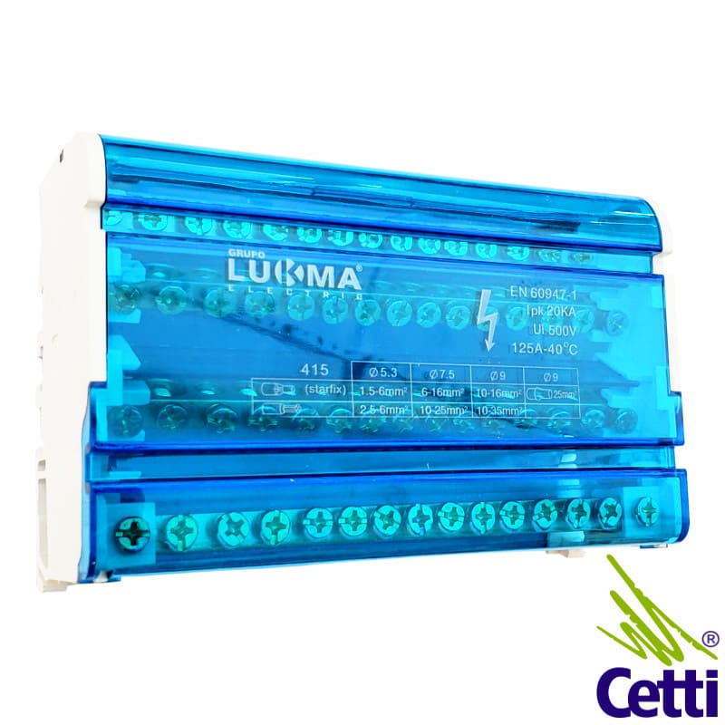 Bloco de Distribuição Tetrapolar 15 Vias 125A 6-25 mm
