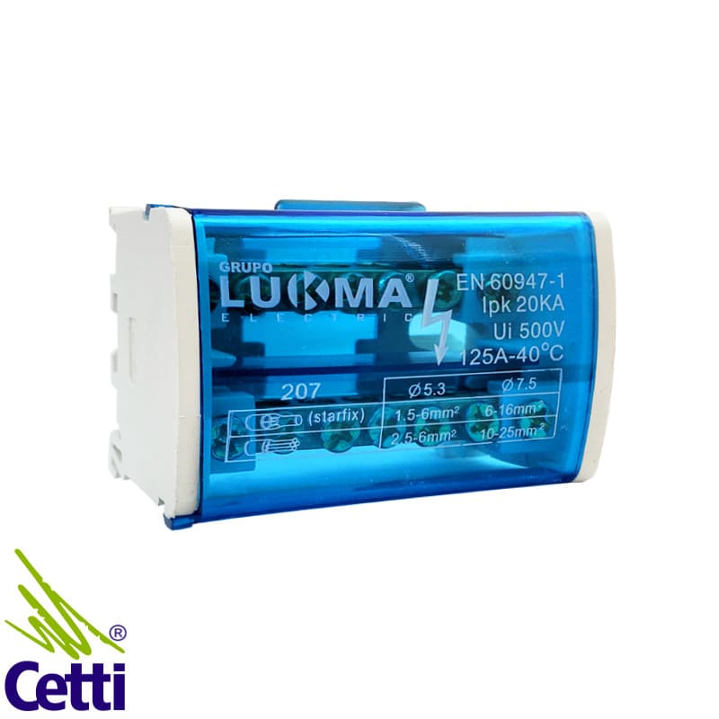 Bloco de Distribuição Bipolar 7 Vias 125A 6-16 mm