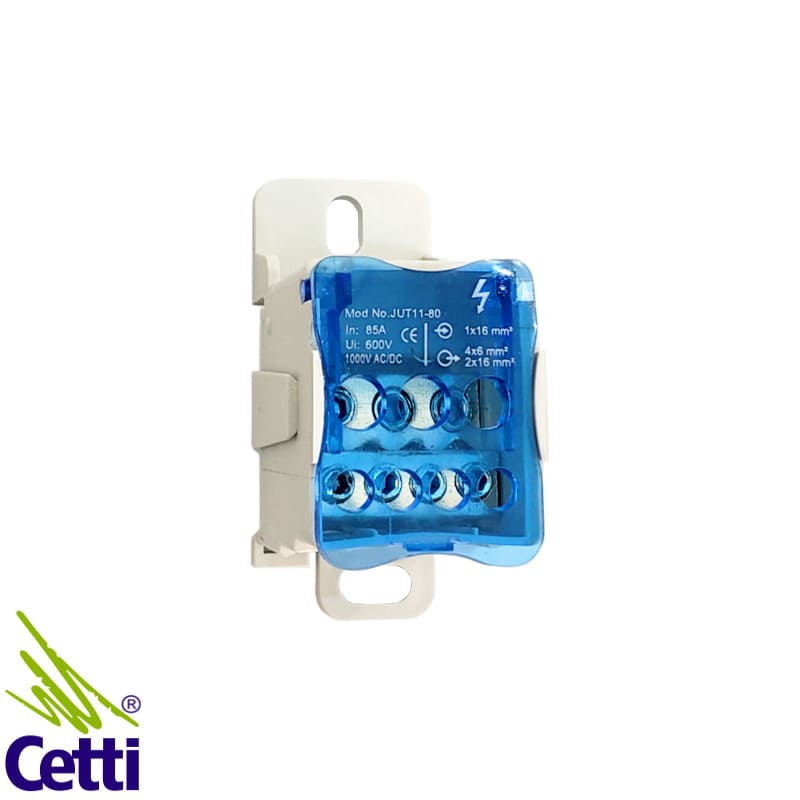 Bloco de Distribuição Monofásico 80A Entrada 1x6-16 mm Saída 4x2,5-6 e 3x2,5-16 mm