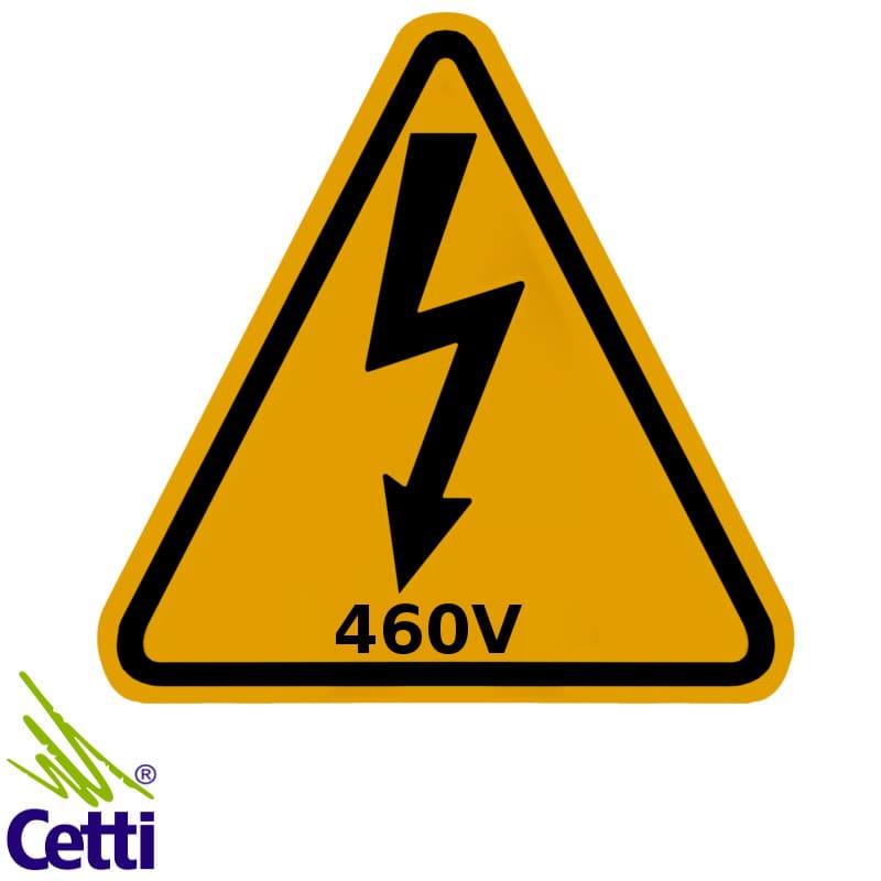 Adesivo Tensão 460V Triangular Grande com Raio