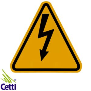 Adesivo Tensão Elétrica Triangular Grande com Raio