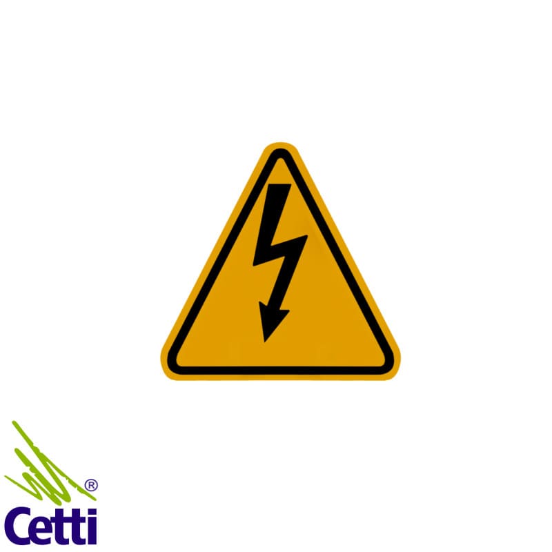 Adesivo Tensão Elétrica Triangular Pequeno com Raio