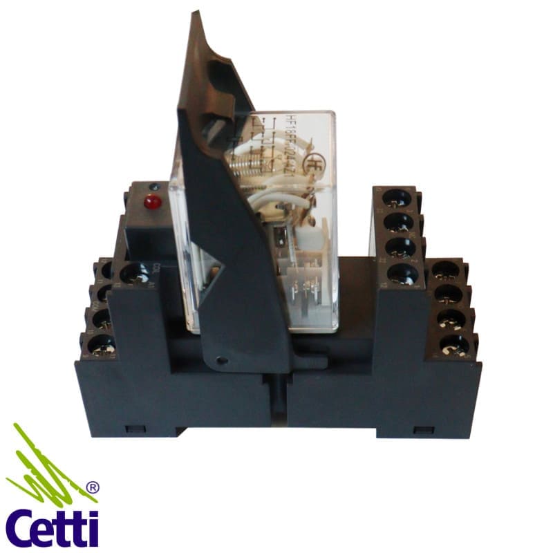 Relé Auxiliar 24VCC 5A 4NA-NF com Base para Trilho DIN e Supressor de Surto Relé Auxiliar 24VCC 5A 4NA-NF com Base para Trilho DIN e Supressor de Surto