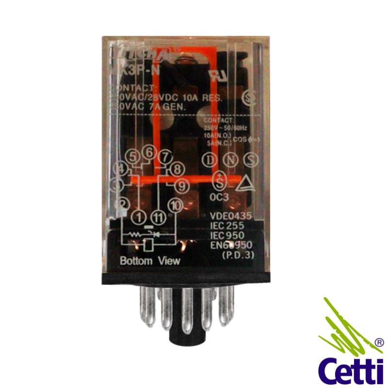 Relé Industrial 220VCA 10A 3NA-NF 11 Pinos Relé Industrial 220VCA 10A 3NA-NF 11 Pinos
