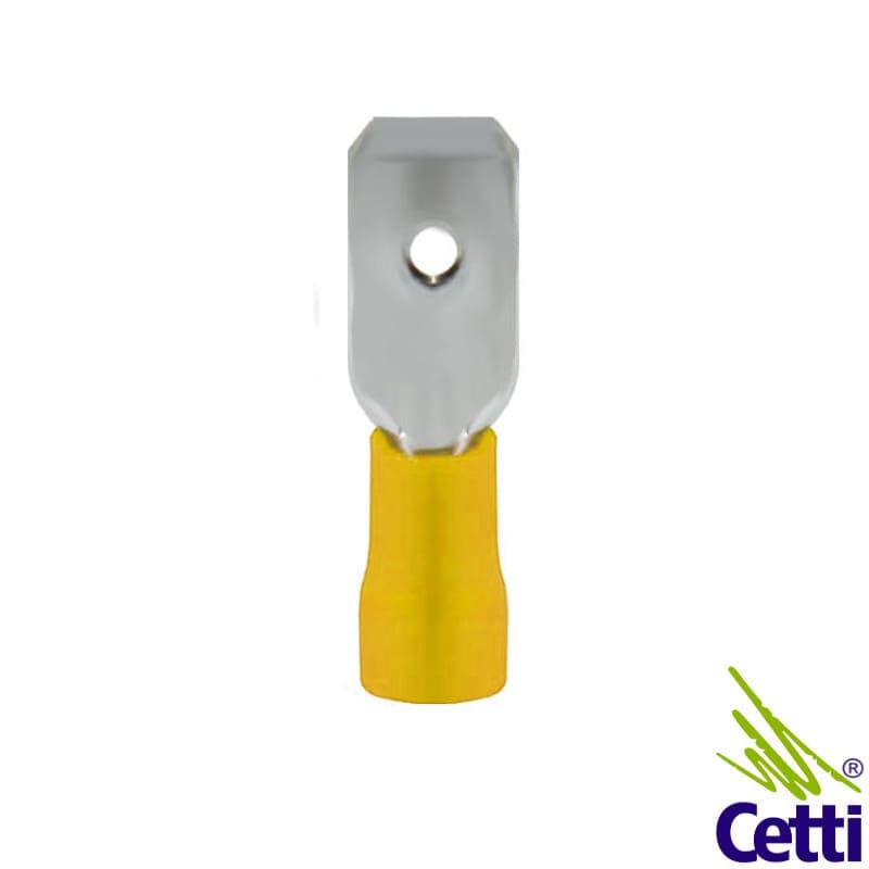 Terminal Faston Macho de 4 a 6 mm² Pré Isolado Amarelo - 100 unidades Terminal Faston Macho de 4 a 6 mm² Pré Isolado Amarelo - 100 unidades