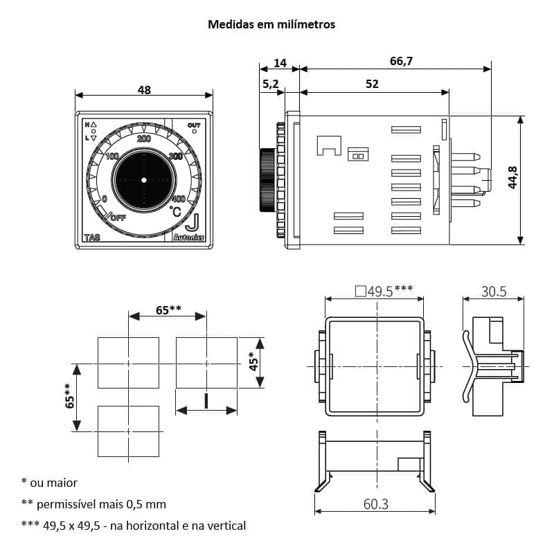 desenho-mecanico-medidas-instalacao-do-controlador-de-temperatura-tipo-j-autonics-tas-b4rj2c desenho-mecanico-medidas-instalacao-do-controlador-de-temperatura-tipo-j-autonics-tas-b4rj2c