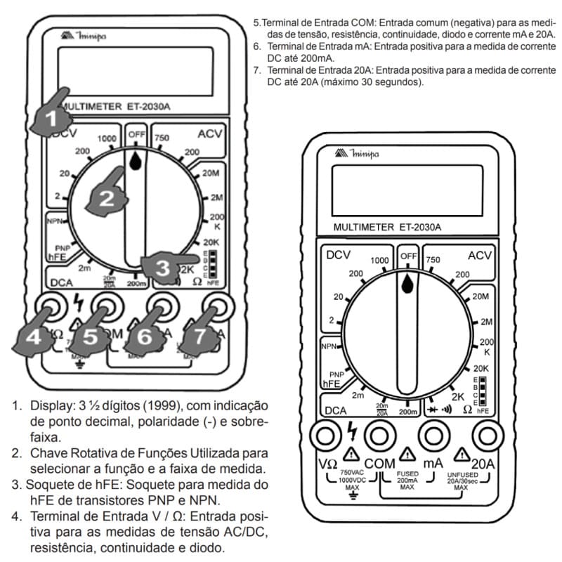funcionalidades-multimetro-digital-minipa-et2030a funcionalidades-multimetro-digital-minipa-et2030a