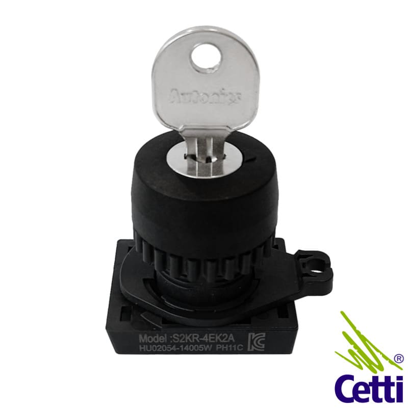 Chave Seletora 3 Posições Fixas e Trava com Chave Yale Autonics S2KR-4EK2A Chave Seletora 3 Posições Fixas e Trava com Chave Yale Autonics S2KR-4EK2A