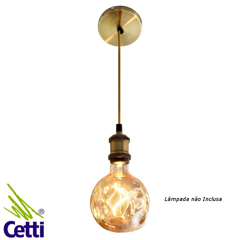 Lustre Pendente para Lâmpada Cor Ouro Velho Rústico Embuled 60786 Lustre Pendente para Lâmpada Cor Ouro Velho Rústico Embuled 60786