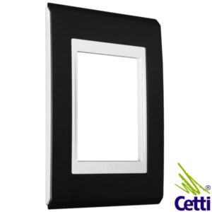 Placa 4x2 Preta com Moldura Branca para 3 Módulos WEG Refinatto 13977921